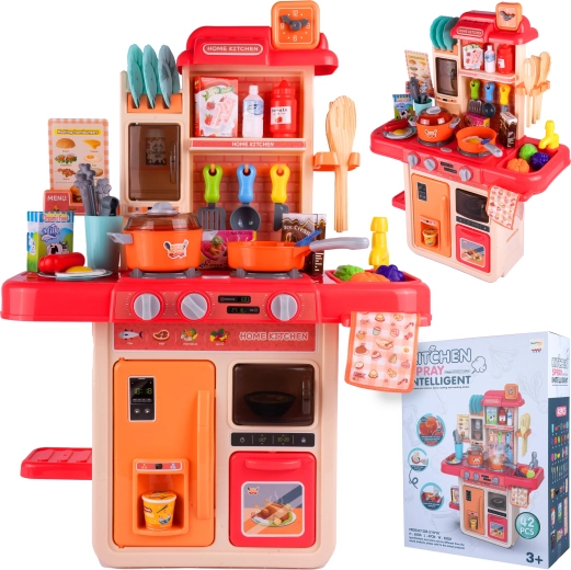 Rosa Kinderküche 63 cm mit 42 Zubehörteilen