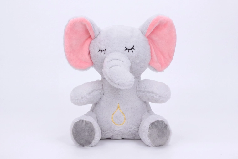 Atmender Plüschelefant mit Licht- und Soundeffekten, 30 cm