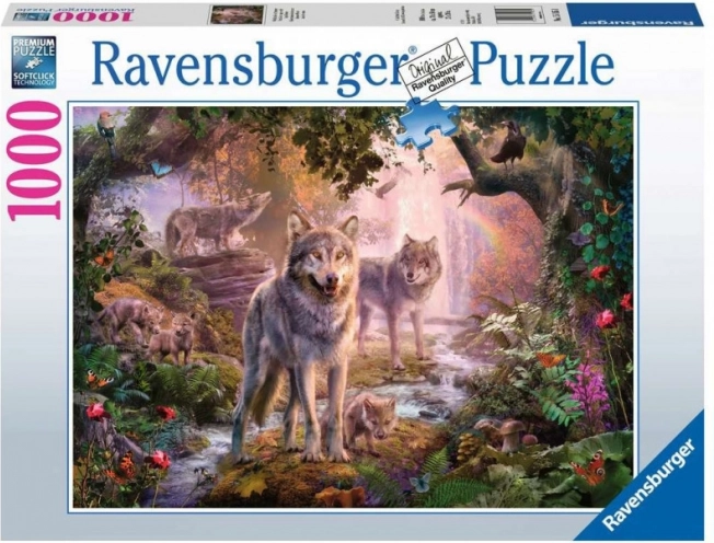 Puzzle 1000 Teile Ravensburger – sommerliche Wolfsfamilie