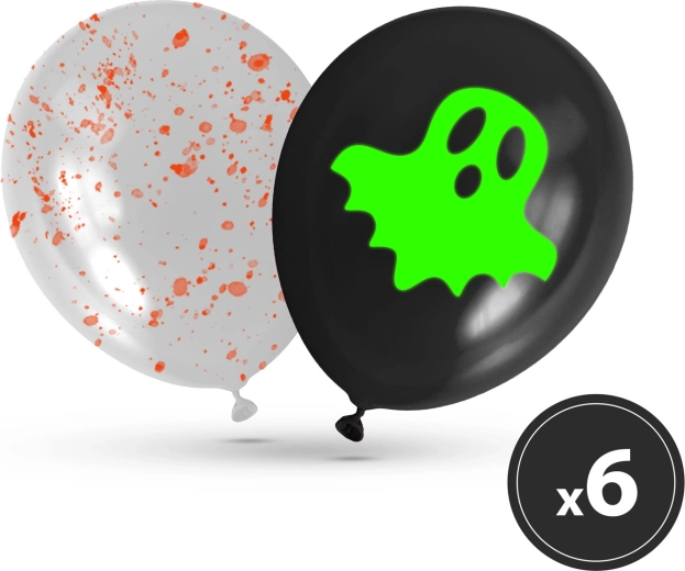 Set phosphoreszierender Halloween-Ballons, 6 Stück