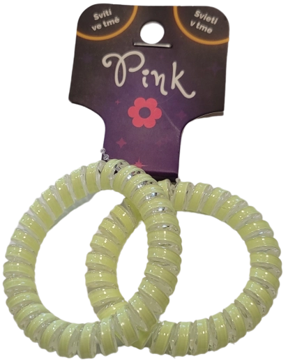 Leuchtende Spiral-Haargummis PINK, 2 Stk.