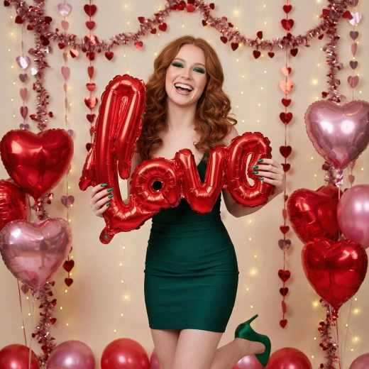 Folienballon mit LOVE-Schriftzug, metallisches Bordeaux, 55 cm