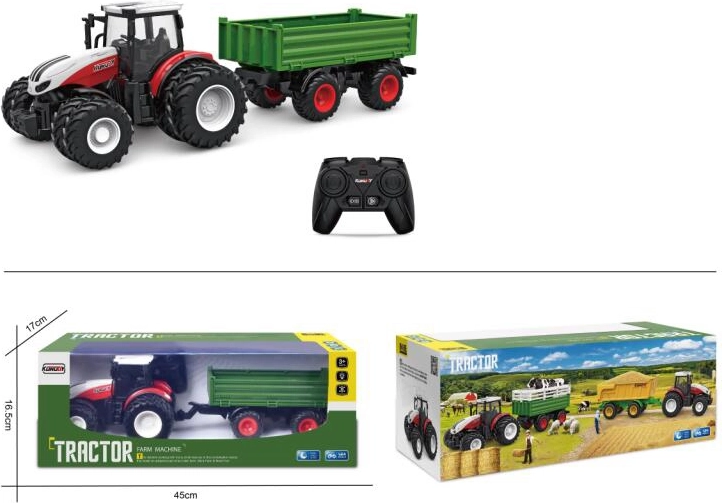 Ferngesteuerter Traktor mit Anhänger und Lichtern