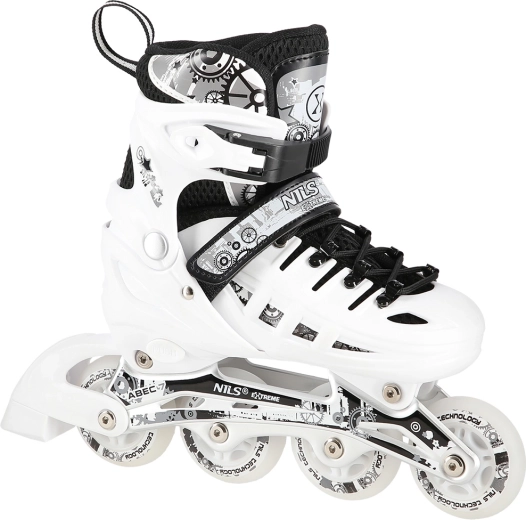 Kinder-Schlittschuhe 4-in-1 NILS EXTREME weiß – Inline-, Eis- und Quadskates – S (31–34)