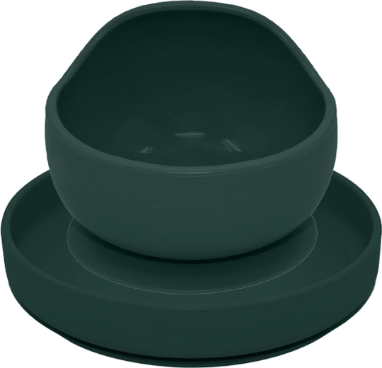 Silikon-Esset PETITE&MARS TAKE&MATCH, Teller und Schüssel, Misty Green, 6M+