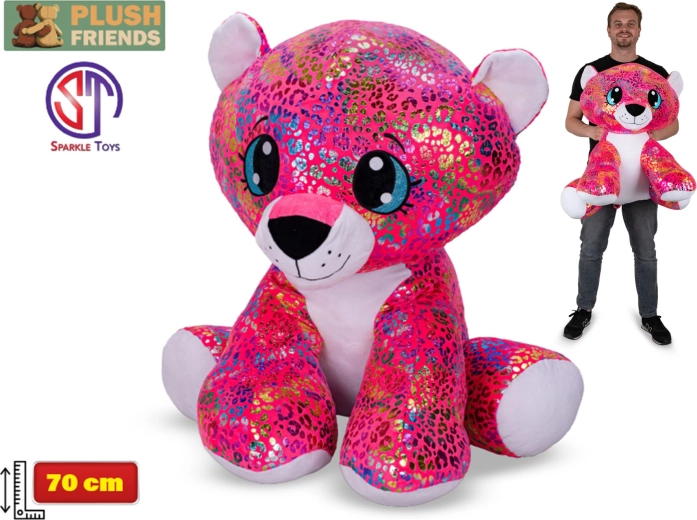 Plüschleopard mit Regenbogenglanz 70 cm – Plush Friends Star Sparkle