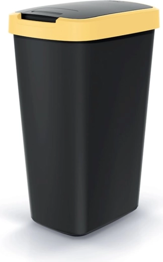 Abfalleimer 45 l mit Kippdeckel COMPACTA Q FLAP, schwarz-gelb