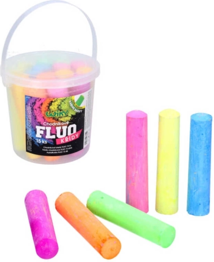 FLUO Gehwegkreide im Eimer, 15 Stk.