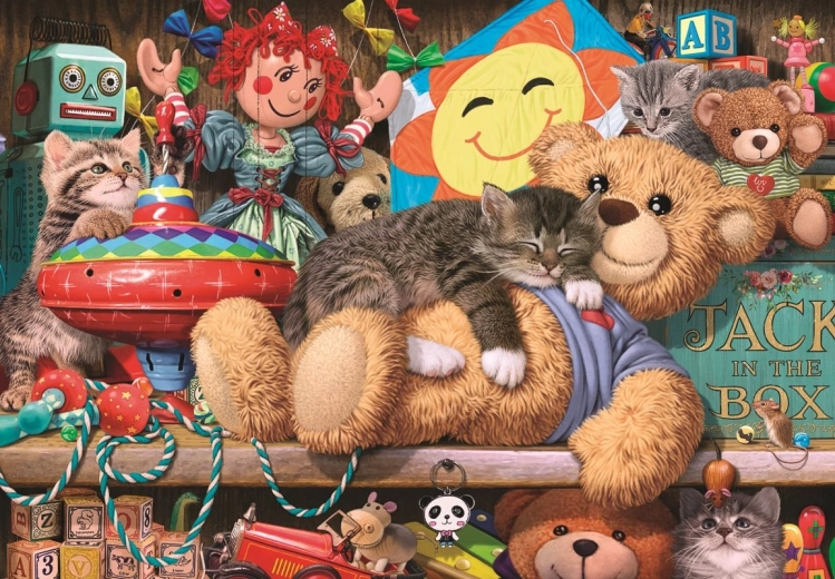 ANATOLIAN Puzzle Kätzchen auf dem Regal mit Spielzeugen 260 Teile