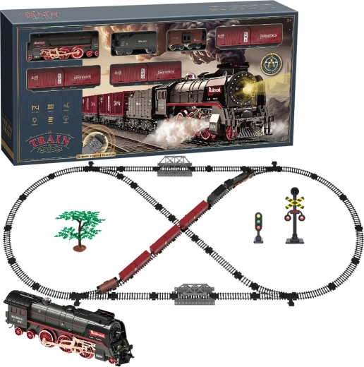 Elektrische Spielzeugeisenbahn – Dampflokomotive mit Sound, Licht und Rauch, batteriebetrieben