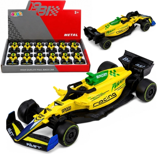 Metall-Rennwagen Formel Pull-Back 1:43 gelb