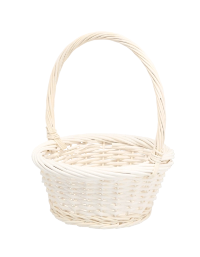 Weißer Rattan-Korb mit Griff 25 × 25 × 12/31 cm