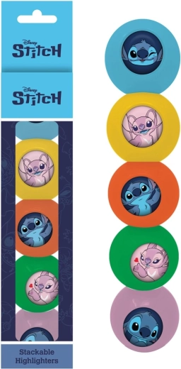 DISNEY Lilo & Stitch Textmarker – Set mit 5 stapelbaren Farben