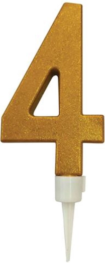 Tortenkerze Zahl 4 gold 16 cm