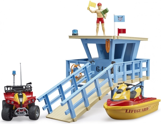 Rettungsturm mit Quad, Jetski und Figur