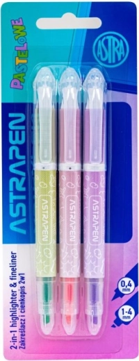 Astra Textmarker 2-in-1 Pastell, Set 3 Stk.