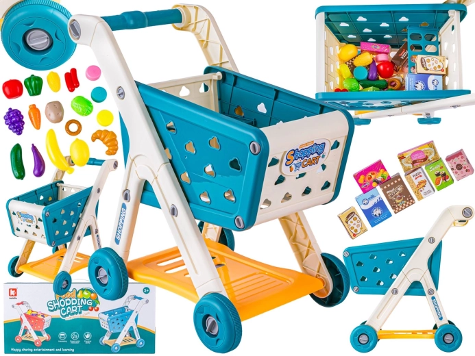 Kinder-Einkaufswagen mit Lebensmitteln (Obst und Gemüse) – 1 Stück