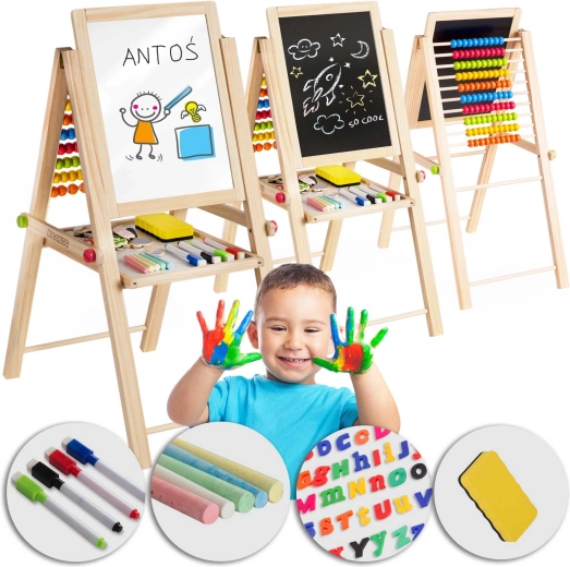 Klappbare magnetische und Kreidetafel für Kinder Ricokids mit Rechenschieber