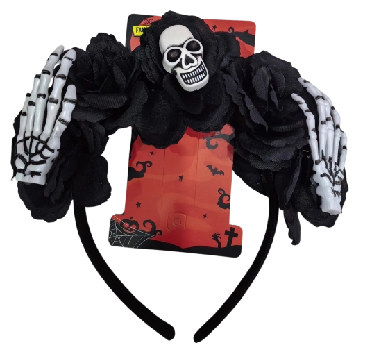 Halloween-Haarreif mit Totenkopf und Rosen