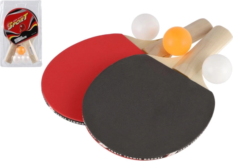 Tischtennis-Set Sport – 2 Holzschläger und 3 Bälle