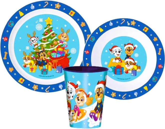 Kunststoff-Essgeschirr-Set Paw Patrol Weihnachten, 3-teilig