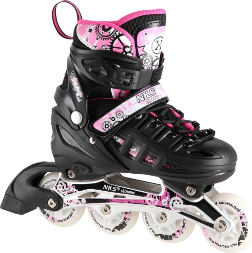 4-in-1 Schlittschuhe Nils Extreme rosa – S (31–34)