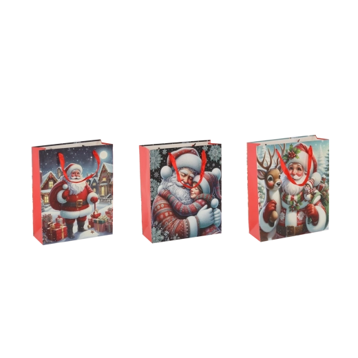 Weihnachtliche Geschenktasche mit Santa 18 × 24 × 8 cm