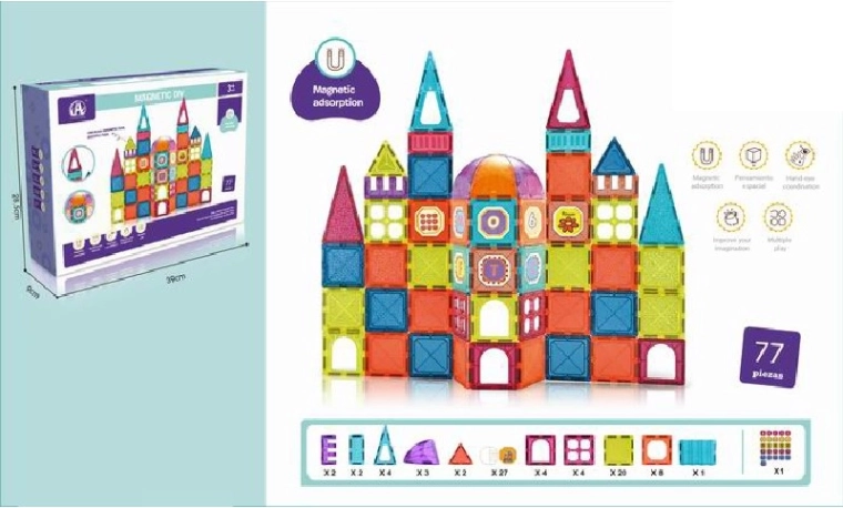Magnetisches 3D-Konstruktionsset – 77 Teile