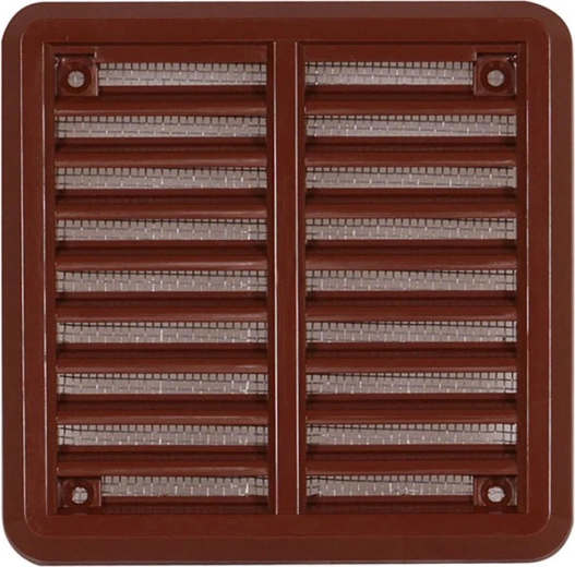 Lüftungsgitter mit Insektenschutznetz, braun, 100 × 100 mm