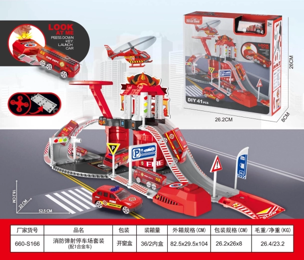 Garage und Parkplatz mit Abschussrampe – Feuerwehr-Edition