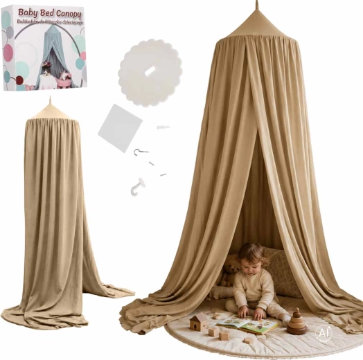 Kinder-Betthimmel über dem Bett Boho Beige