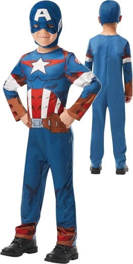 Kinderkostüm Marvel Avengers Captain America mit Maske, 110–116 cm