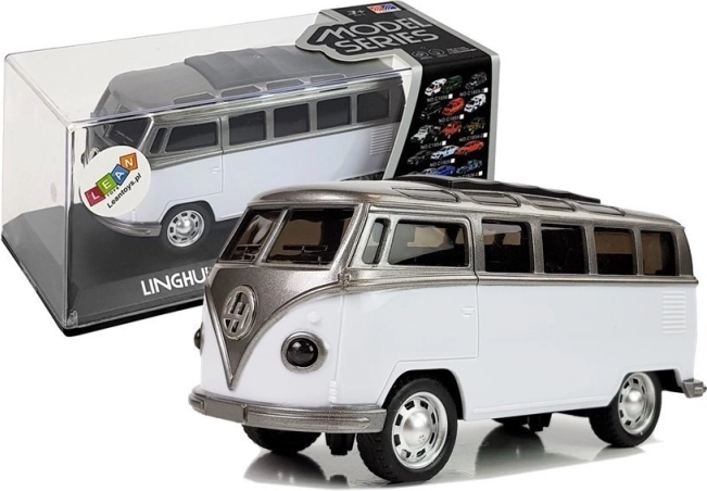 Spielzeugbus mit Schwungrad, Batterielicht und Sound – weiß