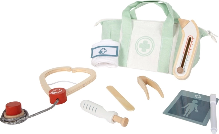 Arztkoffer-Set small foot mit mintfarbener Tasche und Holzwerkzeugen – klein