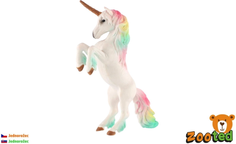 Weißes Einhorn mit Regenbogenmähne 18 cm