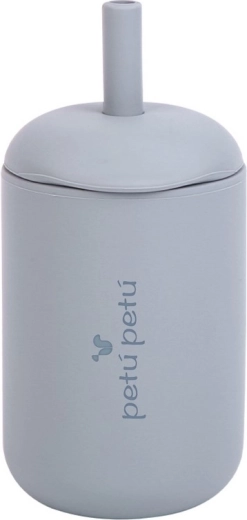 Petú Petú Eli Silikonbecher mit Strohhalm Dusty Blue