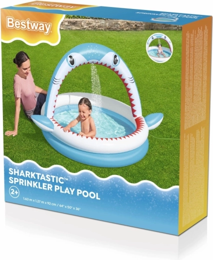 Aufblasbares Kinderplanschbecken mit Dusche Sharktastic