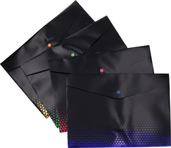 Druckknopfmapppe 33 × 23 cm schwarz mit Streifen