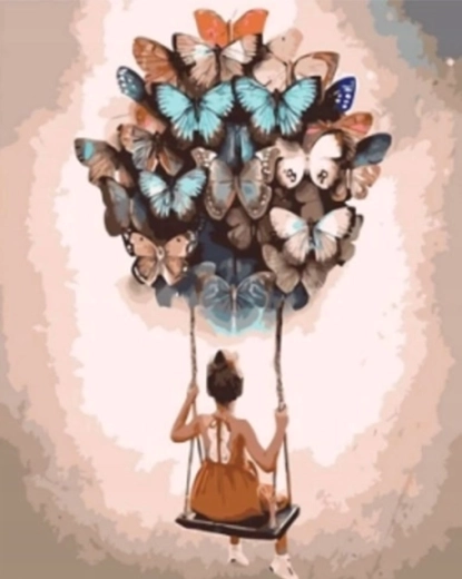Norimpex Malen nach Zahlen Frau schwebend mit Ballons 40 × 50 cm