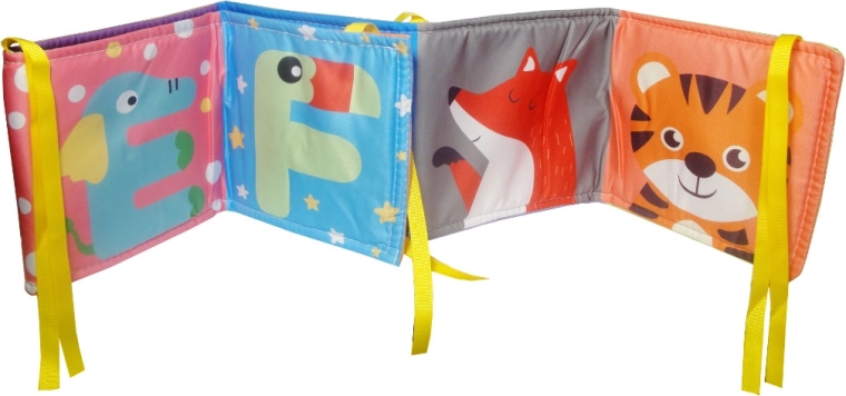 Weiches knisterndes Stoffbuch für Kinder mit Buchstaben und Tieren