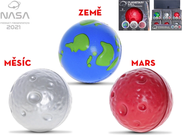 Anti-Stress-Ball Planeten NASA – Erde, Mond und Mars, Schaumstoff 7 cm