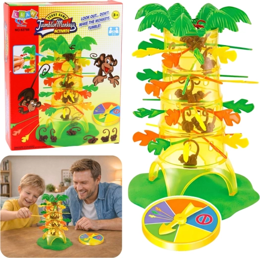 Familienspiel Geschicklichkeit Fallende Äffchen mit Palme und Glücksrad