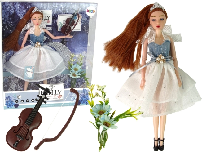 Puppe EMILY mit Geige und Blumen