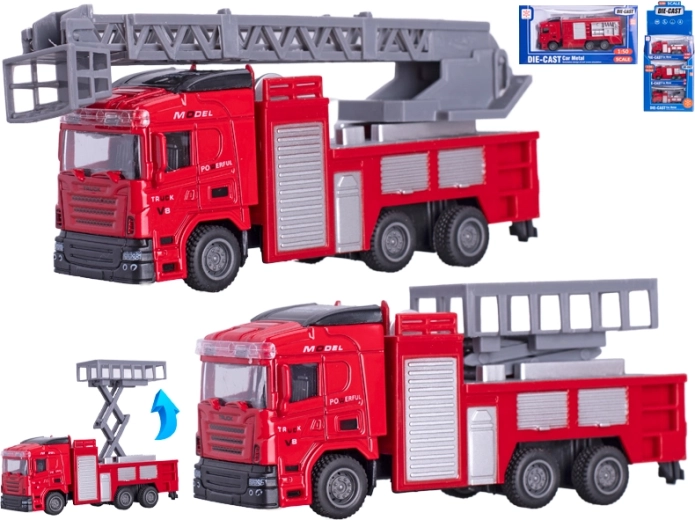 Metall-Feuerwehrauto 13 cm 1:50 mit Rückzugfunktion