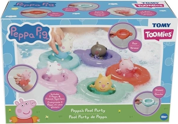 Tomy Peppa Pig Badespielzeug mit schwimmenden Ringen und Springbrunnen-Effekt