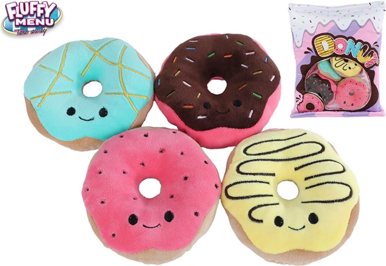 Plüsch-Set bunter Donuts in Tasche Fluffy Menu