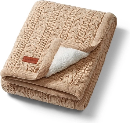 BabyOno Baumwolldecke mit Sherpa-Fleece-Futter 75 × 100 cm hellbraun