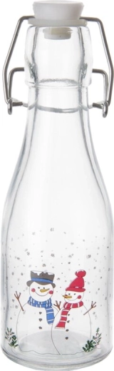 Dekorative Glasflasche mit Bügelverschluss Schneemann 0,16 l
