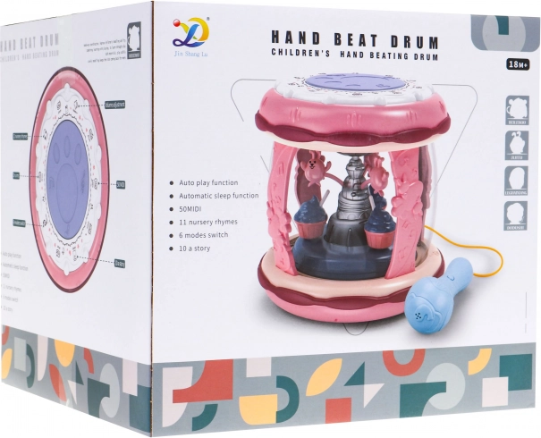 Interaktive Trommel mit Mikrofon – multifunktionaler Würfel mit Geräuschen, Lichtern und Karussell (18M+)