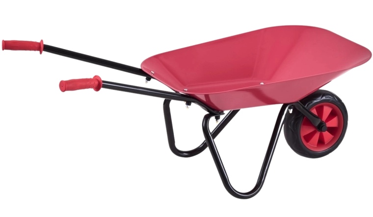Rote Kinder-Blechschubkarre